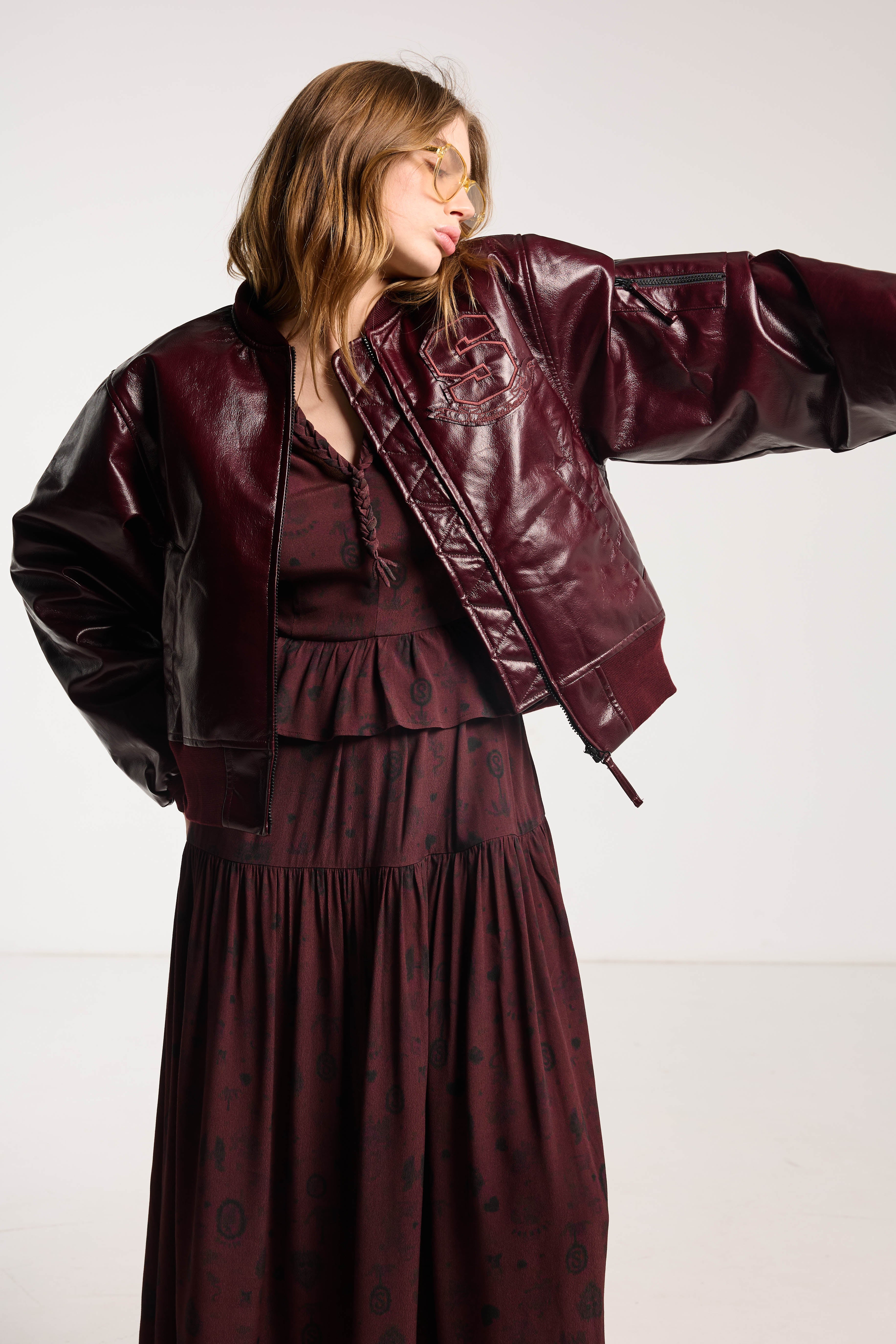 Juliet Bomber Plum Vegan Leather M