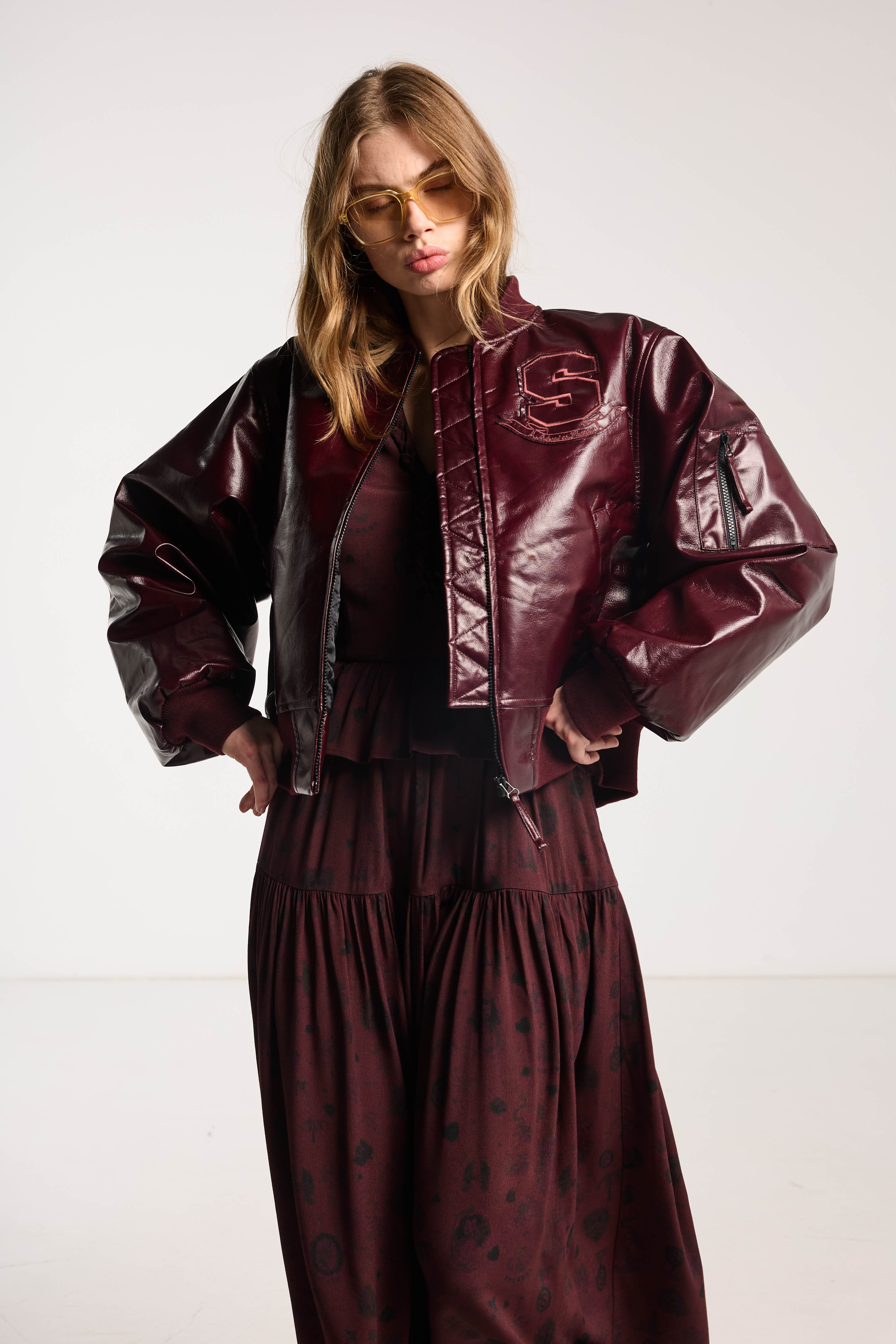 Juliet Bomber Plum Vegan Leather M
