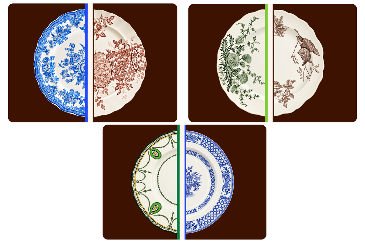 Pack  of  6   Tablemats   Antique Plates