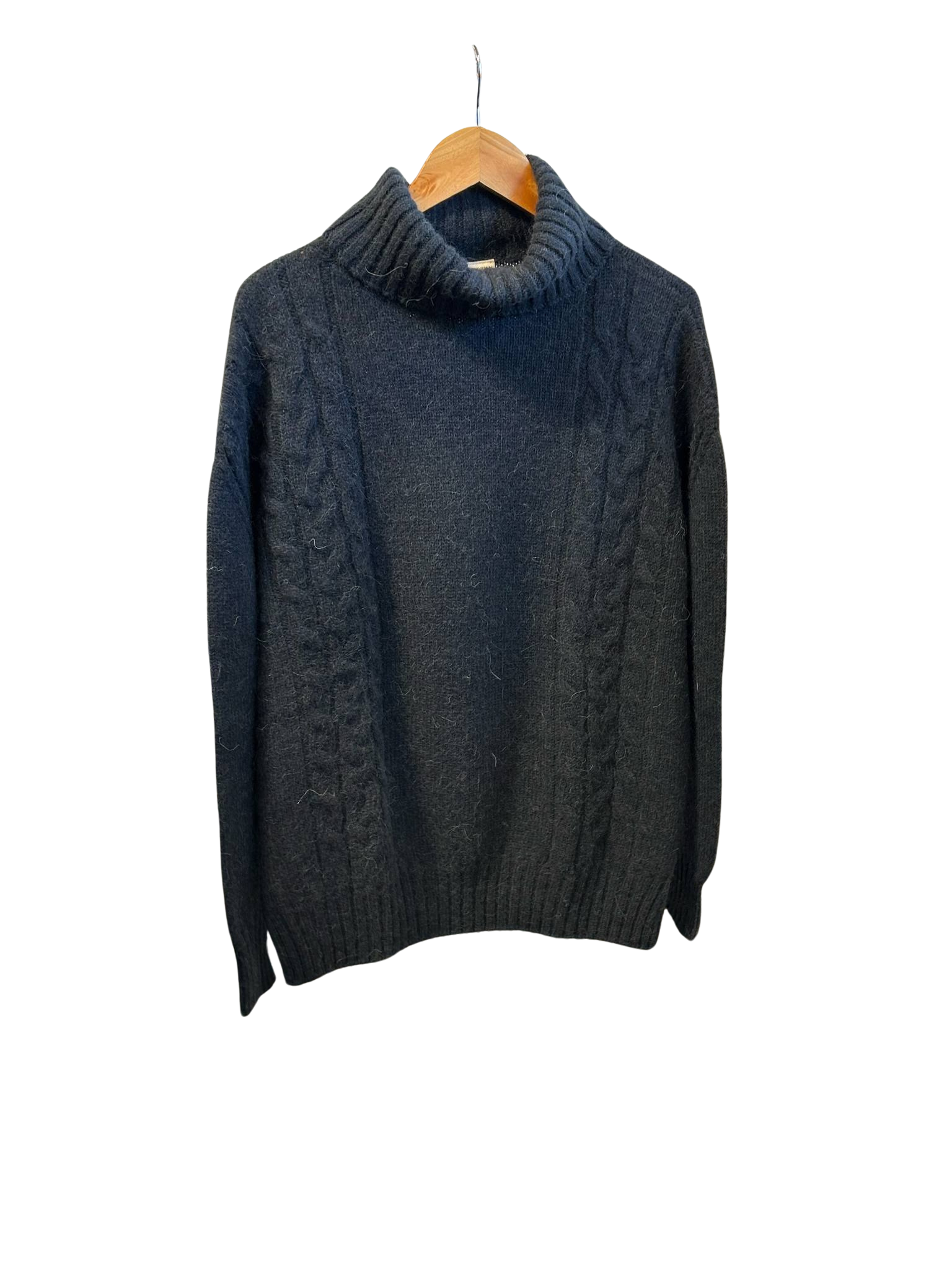 Alpaca Cable Turtle Neck Jumper Slate