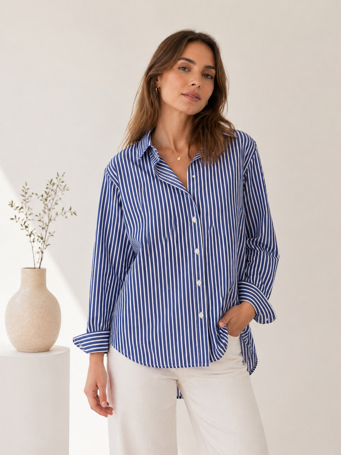 WOMAN BLUE SHIRT FIL NOIR / DESIGNER CLOTHING GALLERY NZ 