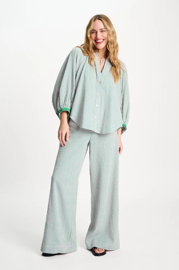 POM SEERSUCKER GREEN PINK / DESIGNER CLOTHING GALLERY NZ