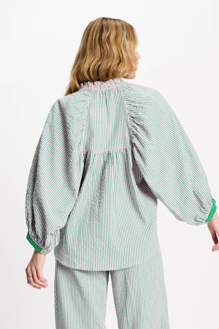 POM SEERSUCKER GREEN PINK / DESIGNER CLOTHING GALLERY NZ