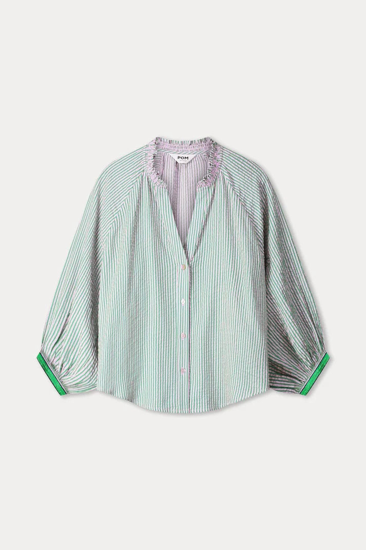POM SEERSUCKER GREEN PINK / DESIGNER CLOTHING GALLERY NZ