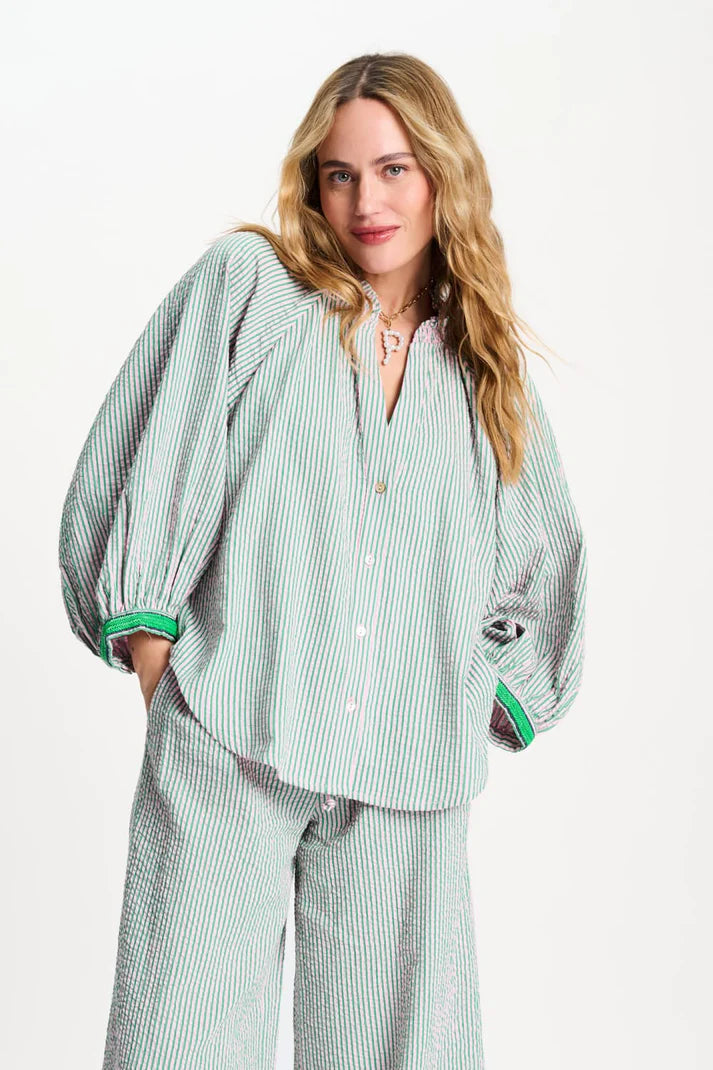 POM SEERSUCKER GREEN PINK / DESIGNER CLOTHING GALLERY NZ