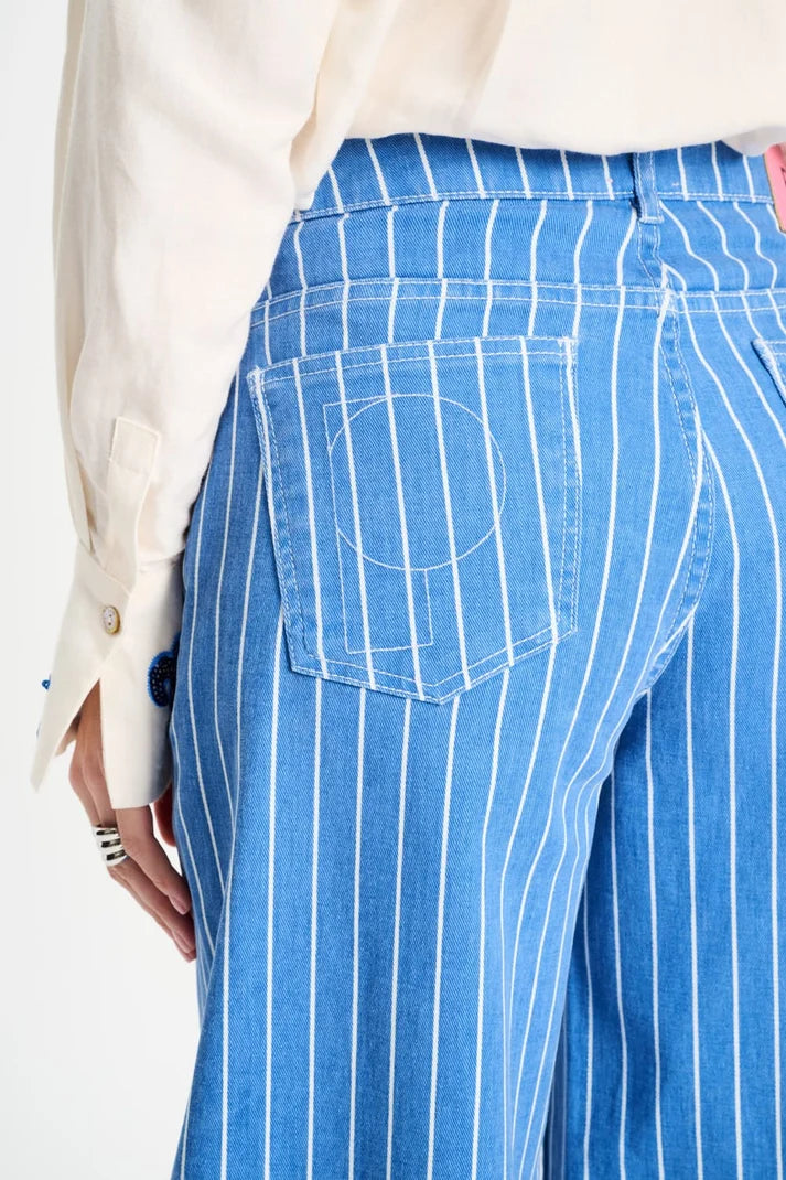 POM AMSTERDAM STIPES BLUE JEANS / DESIGNER CLOTHING GALLERY NZ
