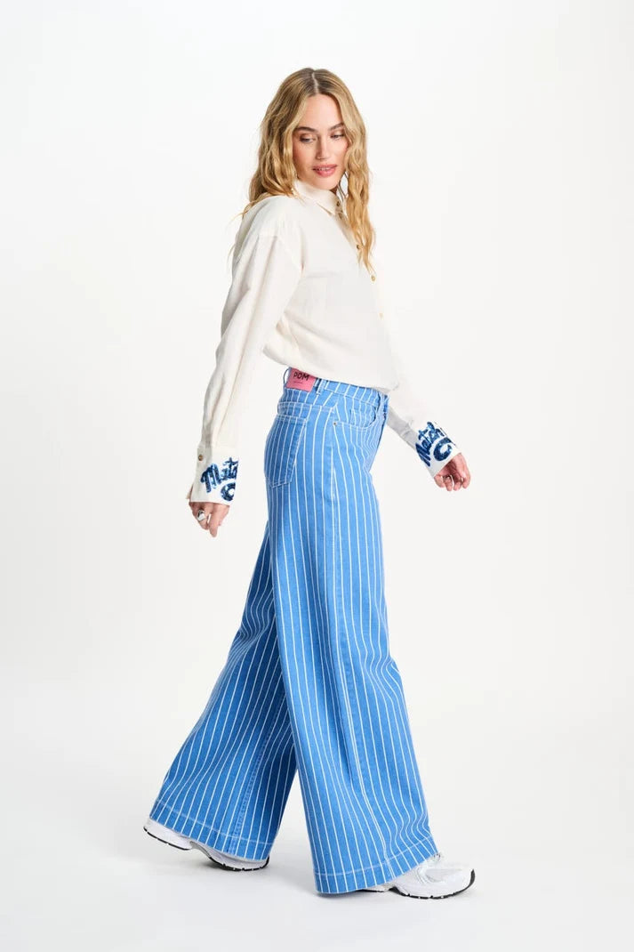 POM AMSTERDAM STIPES BLUE JEANS / DESIGNER CLOTHING GALLERY NZ