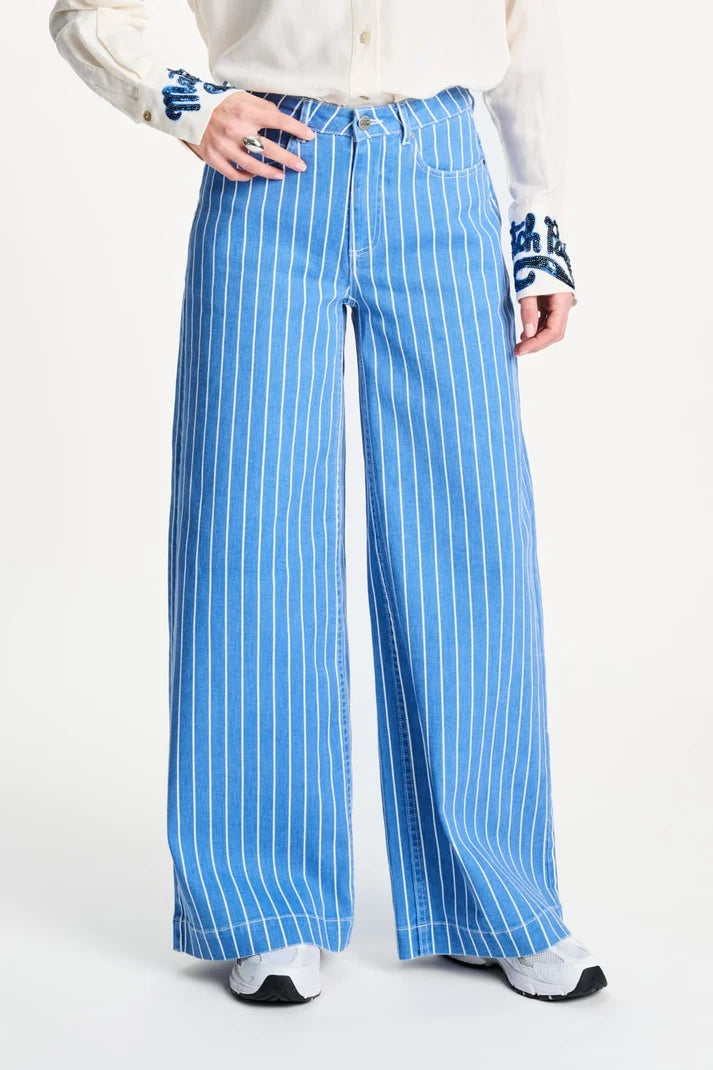 POM AMSTERDAM STIPES BLUE JEANS / DESIGNER CLOTHING GALLERY NZ