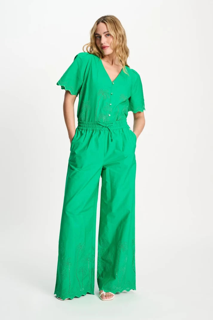 POM BRODERIE PANTS GREEN / DESIGNER CLOTHING GALLERY NZ