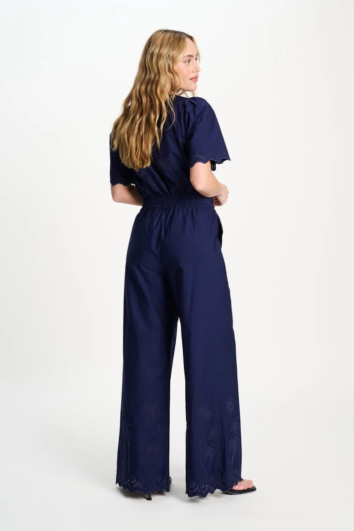 POM BLUE BRODERIE PANTS / DESIGNER CLOTHING GALLERY NZ 