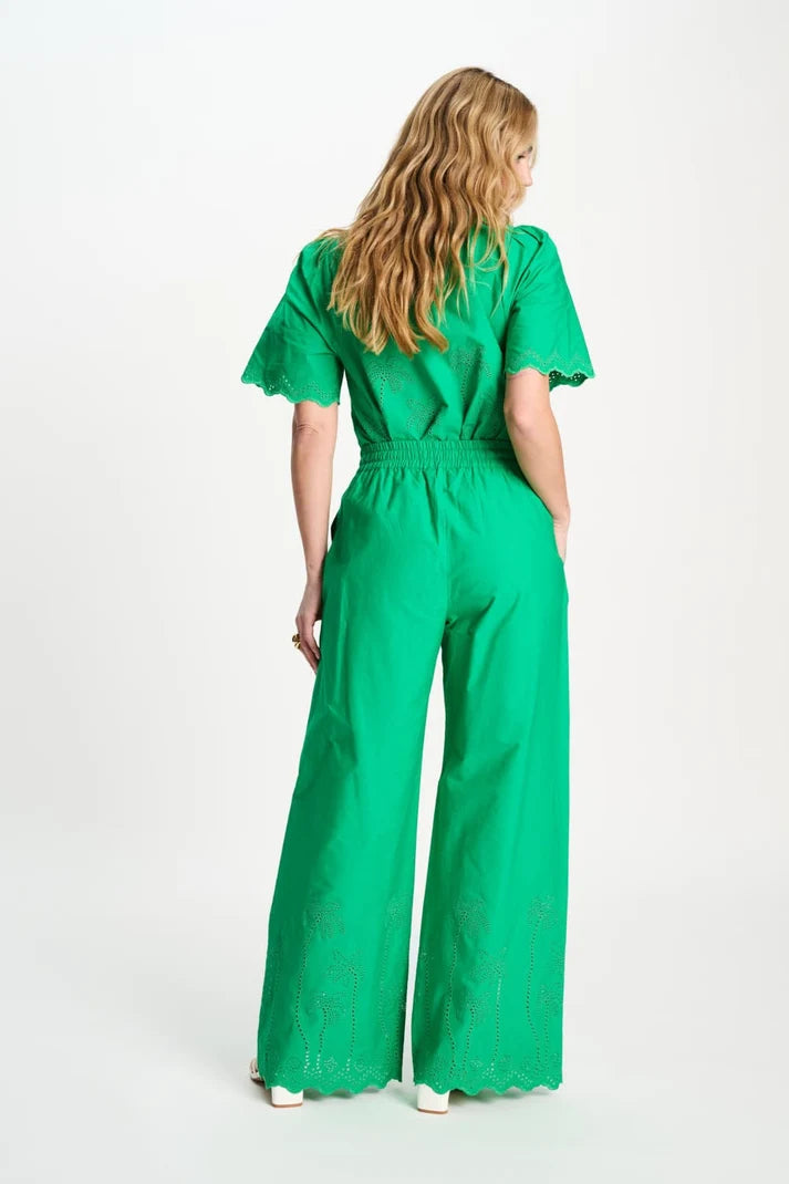 POM BRODERIE PANTS GREEN / DESIGNER CLOTHING GALLERY NZ