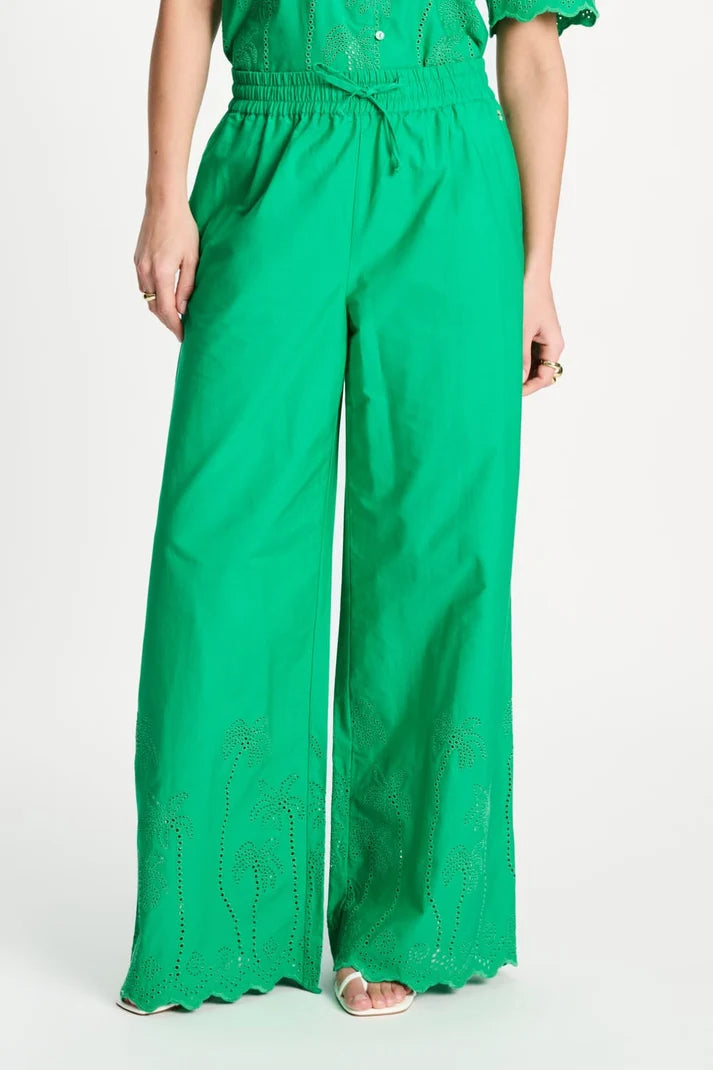 POM BRODERIE PANTS GREEN / DESIGNER CLOTHING GALLERY NZ