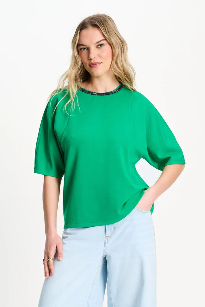 POM TOP NENA GREEN / DESIGNER CLOTHING GALLERY NZ