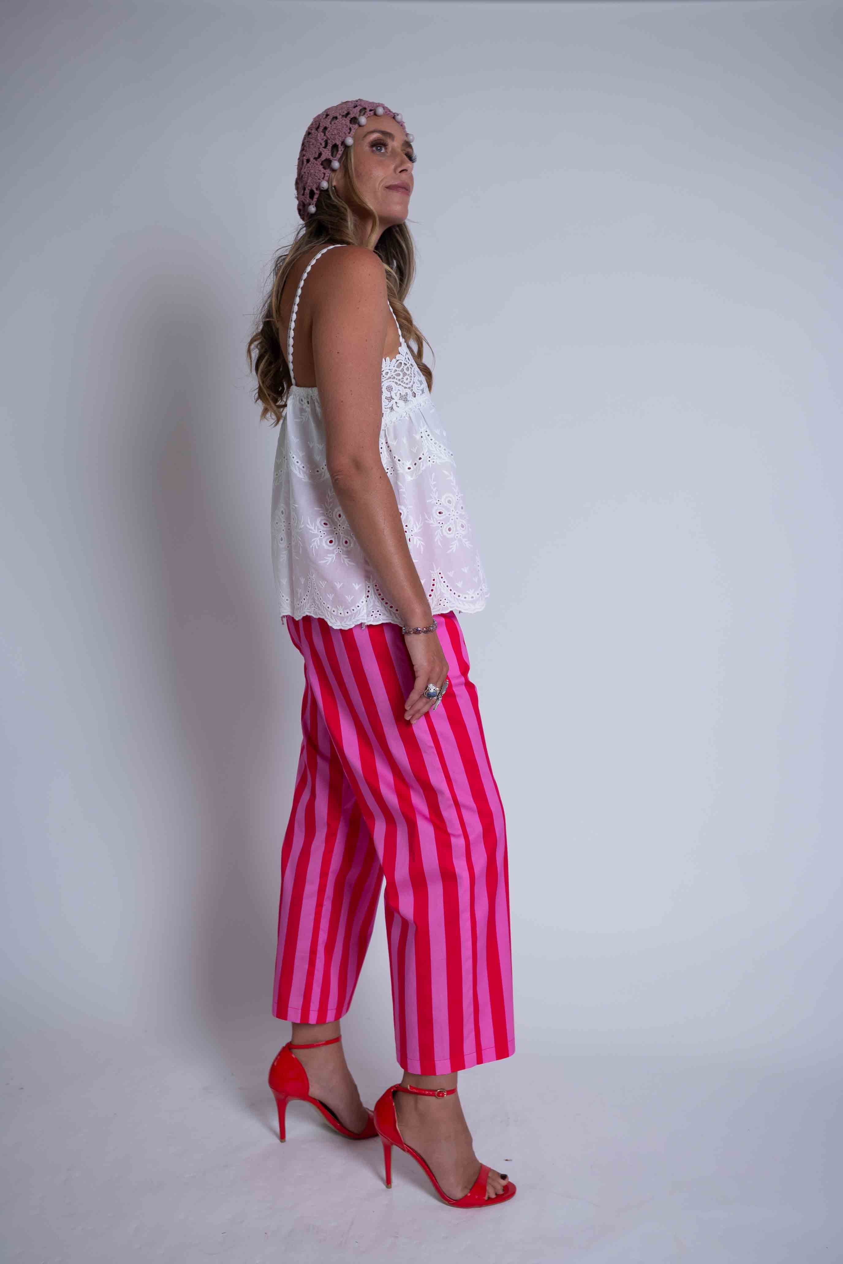 Raspberry Stripe Culottes