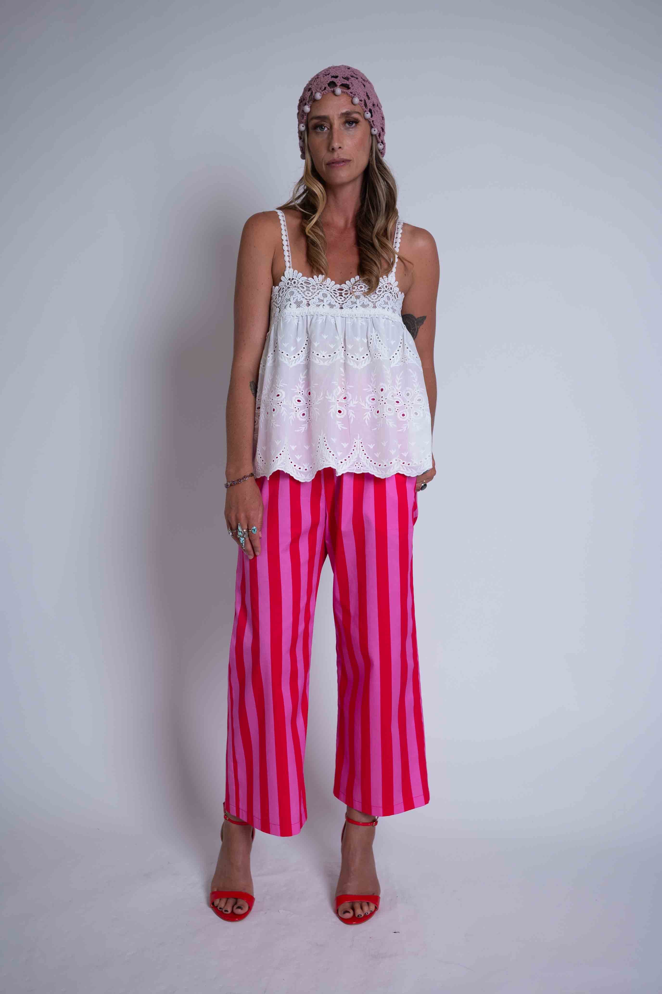 Raspberry Stripe Culottes
